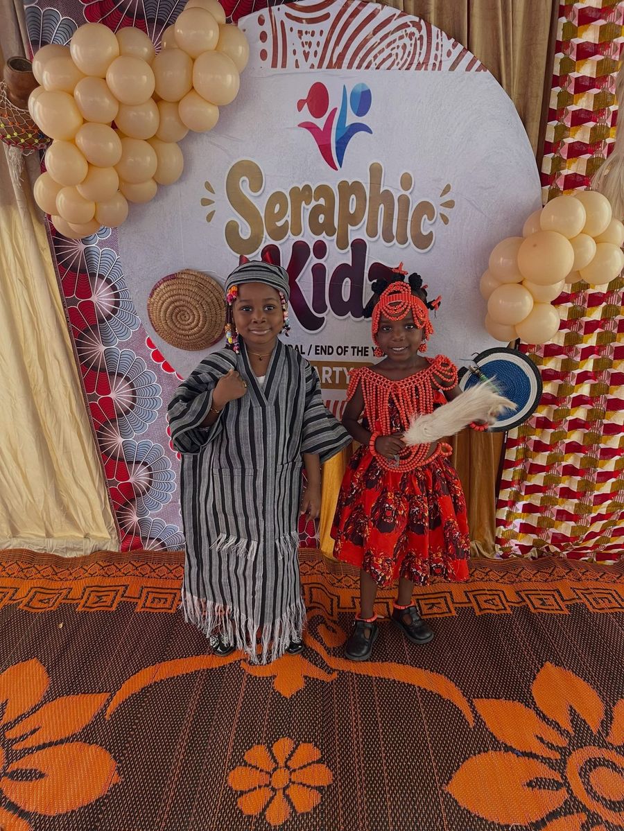 Children in traditional attire at Seraphic Kidz Cultural Day