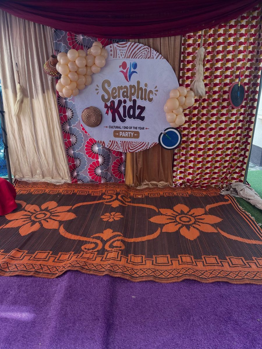 Seraphic Kidz Cultural Day event backdrop and decorations